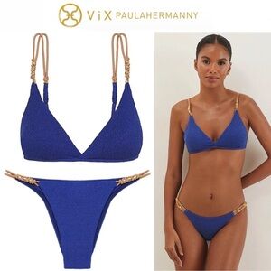 VIX Firenze Paige Kira Top & Cheeky Bottom in Sapphire Blue M SET 276$